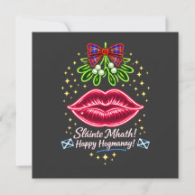 Schottisches Hogmanay-Mistel-Neon-Tartan-Geschenk