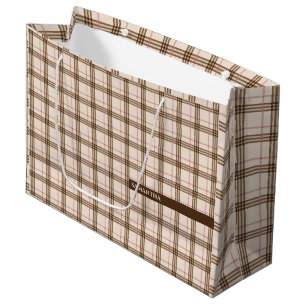 Schottisches kariertes Muster Tartan-Beige Große Geschenktüte