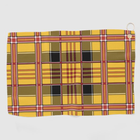 Schottisches Kariertes Tartan-Gelbes Schwarzes Mus Golfhandtuch (Horizontal)