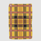 Schottisches Kariertes Tartan-Gelbes Schwarzes Mus Golfhandtuch (Vorderseite)