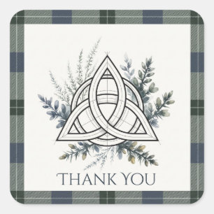 Schottisches keltisches Tartan-Dankeschön-Quadrat- Quadratischer Aufkleber