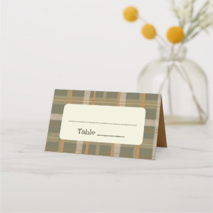 Schottisches keltisches Tartan-Hochzeitsmuster Platzkarte