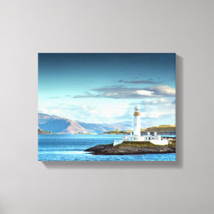 Schottisches Landschaftliches Leuchtturm View Oban Leinwanddruck