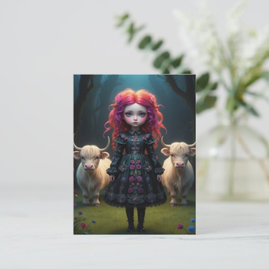 Schottisches Mädchen Postkarte (Stehend Vorderseite)