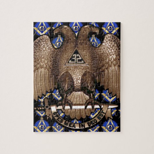 Schottisches Ritus-Quadrat u. Kompass-Schwarzes Puzzle (Vertikal)