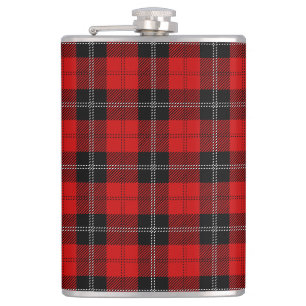 Schottisches Rot-Schwarz-Tartan Flachmann