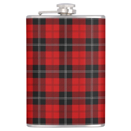 Schottisches Rot-Schwarz-Tartan Flachmann (Vorderseite)