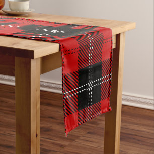 Schottisches Rot-Schwarz-Tartan Großer Tischläufer