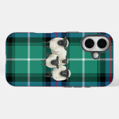 Schottisches Schaf auf Schottenmuster-Hintergrund Case-Mate iPhone Hülle (Rückseite (Horizontal))