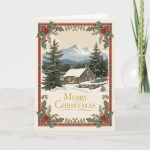 Schottisches Schneehütten-Weihnachtspostkarte Karte