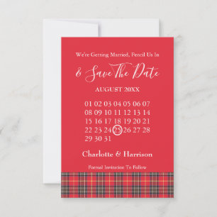 Schottisches Tartan-Karo keltische Symbole Hochzei Save The Date