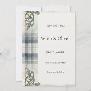 Schottisches Tartan-Keltisches Knoten-Distel-Save- Save The Date