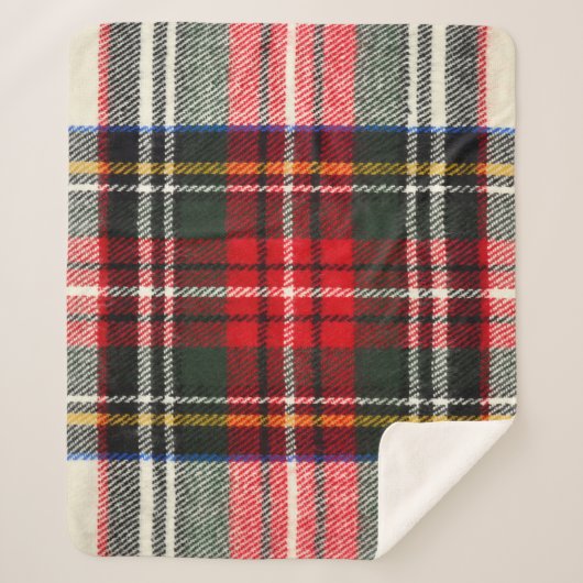 Schottisches Tartan-Muster. Rote und weiße Wolle k Sherpadecke (Vorderseite)