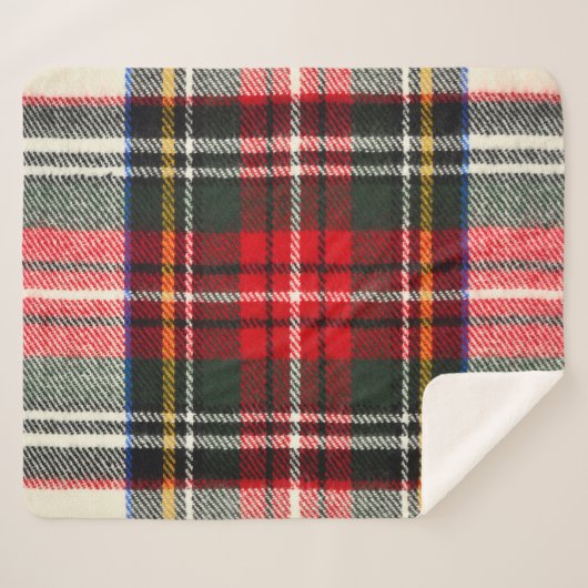 Schottisches Tartan-Muster. Rote und weiße Wolle k Sherpadecke (Vorderseite (Horizontal))