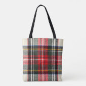 Schottisches Tartan-Muster. Rote und weiße Wolle k Tasche (Rückseite)
