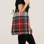 Schottisches Tartan-Muster. Rote und weiße Wolle k Tasche (Von Nahem)