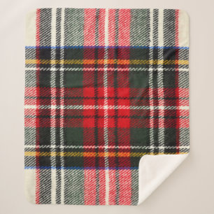 Schottisches Tartan-Muster. Rote und weiße Wolle  Sherpadecke