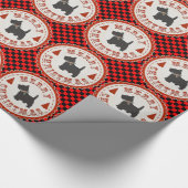 Schottisches Terrier-frohe Weihnacht-Emblem auf Geschenkpapier (Ecke)