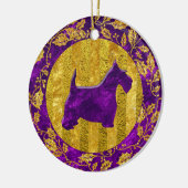 Schottisches Terrier-Gold lila Keramikornament (Links)