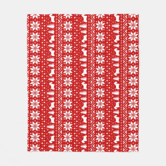 Schottisches Terrier-Silhouette-Weihnachtsmuster Fleecedecke (Vorderseite)