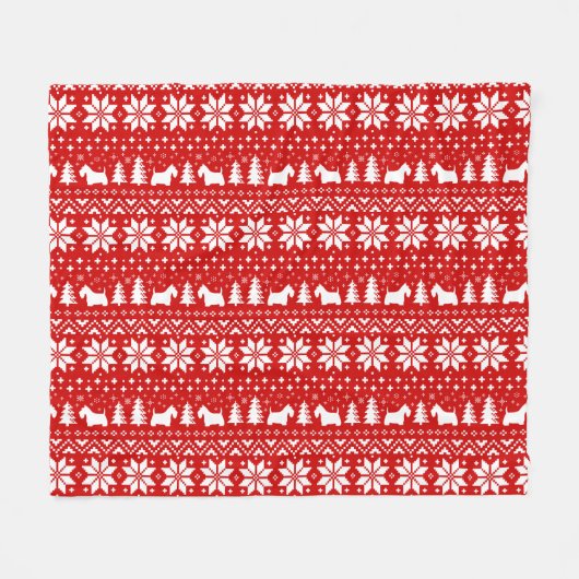 Schottisches Terrier-Silhouette-Weihnachtsmuster Fleecedecke (Vorderseite (Horizontal))