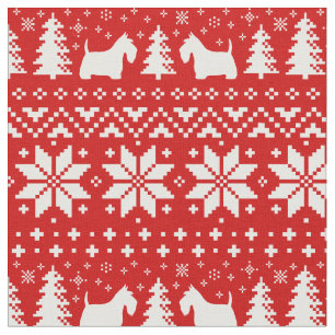 Schottisches Terrier-Silhouette-Weihnachtsmuster Stoff