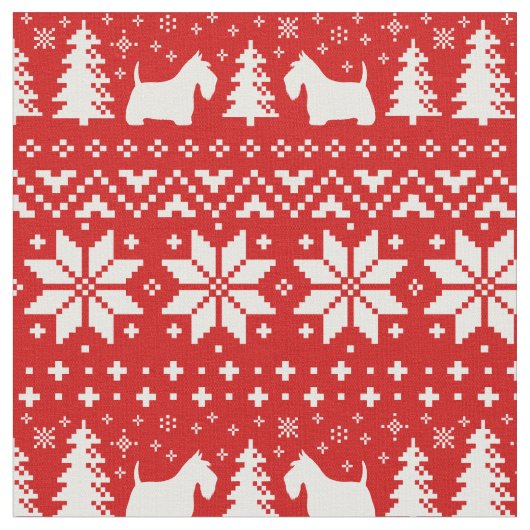 Schottisches Terrier-Silhouette-Weihnachtsmuster Stoff (Nahaufnahme)