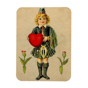 Schottisches Vintages Valentin und rotes Herz Magnet