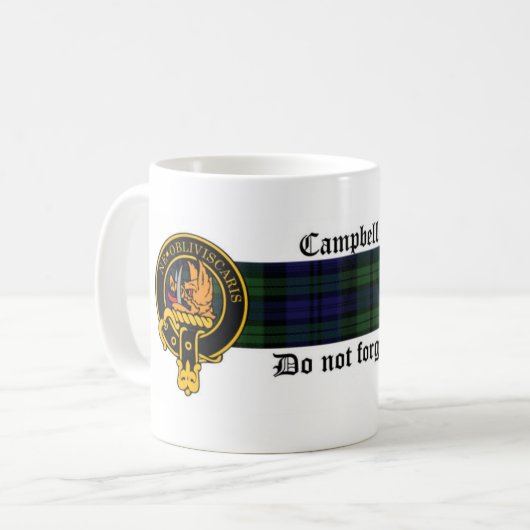 Schottisches Wappen Campbell und Tartan-Tasse Kaffeetasse (Vorderseite Links)