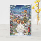 Schottisches Winterdorf-Weihnachtskarte Karte (Gelbe Blume)