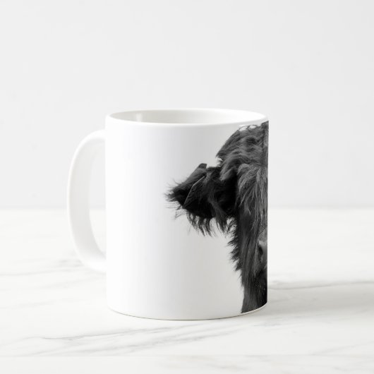 Schottish Highland cow black and white photo mug Kaffeetasse (Vorderseite Links)