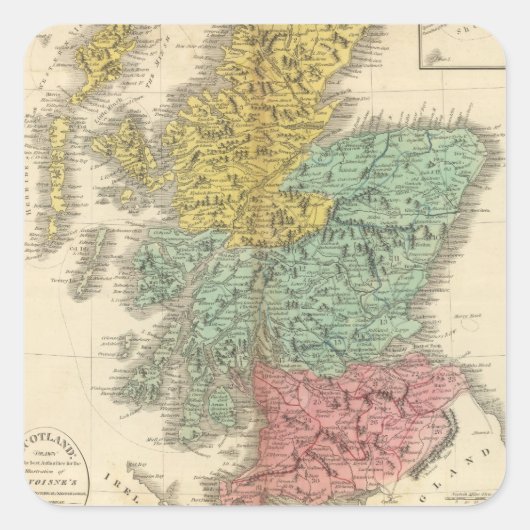 Schottland 18 quadratischer aufkleber (Vorderseite)