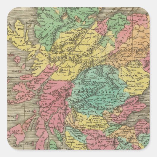 Schottland 18 quadratischer aufkleber (Vorderseite)