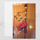 Schottland Bagpipe Tartan Kariertes Musikinstrumen Briefpapier (Vorne/Hinten)