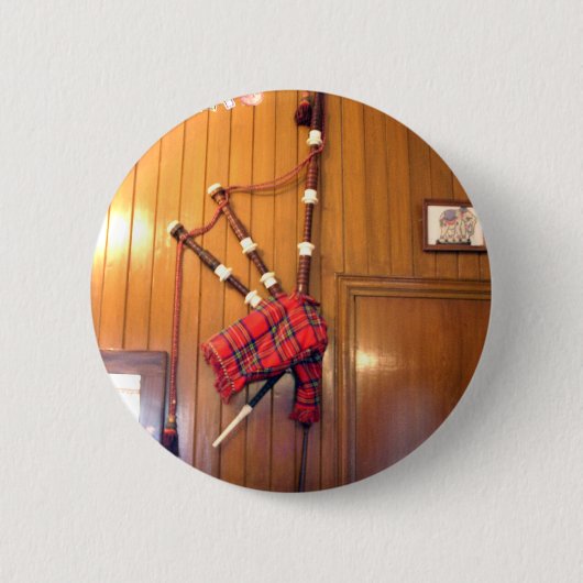 Schottland Bagpipe Tartan Kariertes Musikinstrumen Button (Vorderseite)