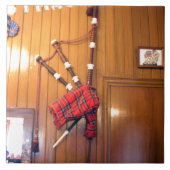 Schottland Bagpipe Tartan Kariertes Musikinstrumen Fliese (Vorderseite)