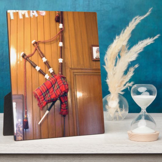 Schottland Bagpipe Tartan Kariertes Musikinstrumen Fotoplatte (Seite)