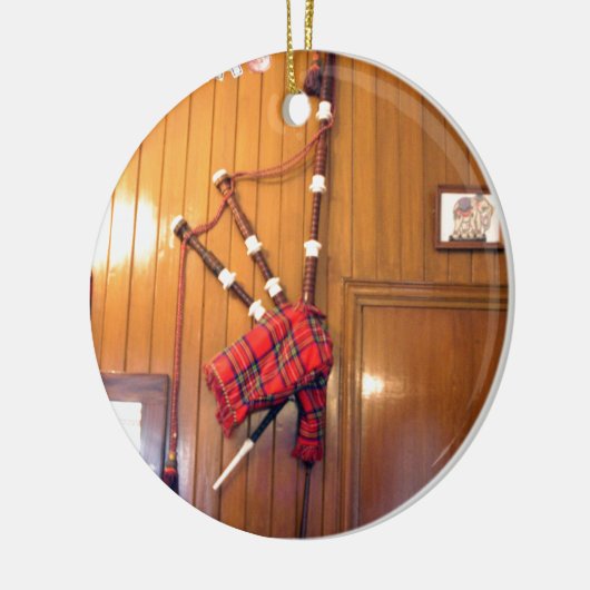 Schottland Bagpipe Tartan Kariertes Musikinstrumen Keramikornament (Links)