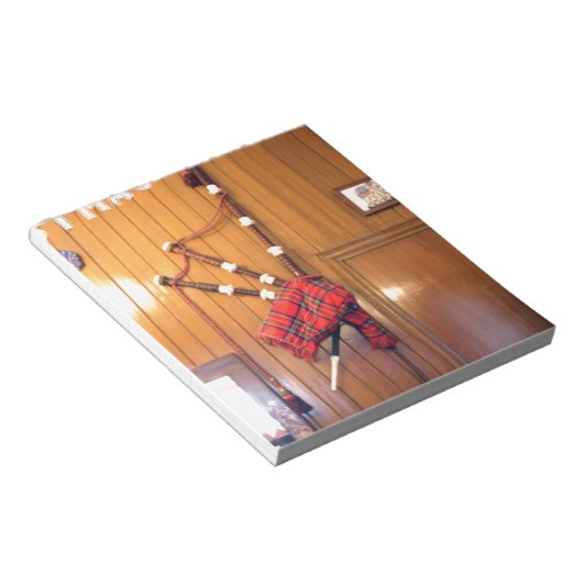 Schottland Bagpipe Tartan Kariertes Musikinstrumen Notizblock (angewinkelt)