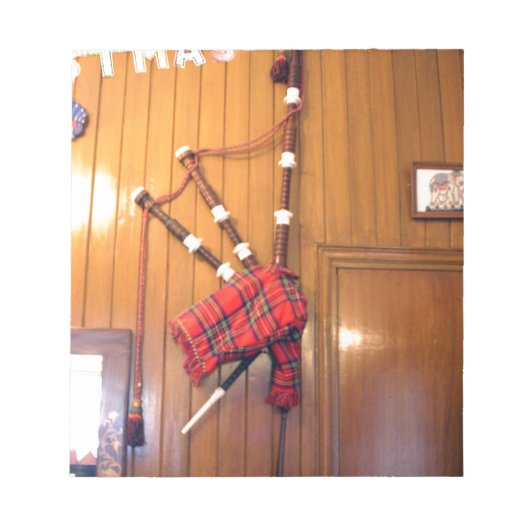 Schottland Bagpipe Tartan Kariertes Musikinstrumen Notizblock (Vorderseite)