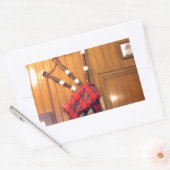 Schottland Bagpipe Tartan Kariertes Musikinstrumen Rechteckiger Aufkleber (Umschlag)