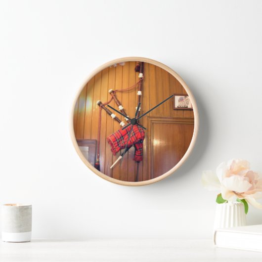 Schottland Bagpipe Tartan Kariertes Musikinstrumen Uhr (Zuhause)