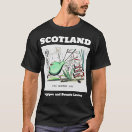 Schottland Bagpipe und Bonnie Lassies Black T-Shirt