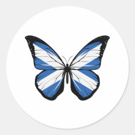 Schottland Butterfly Flag Runder Aufkleber
