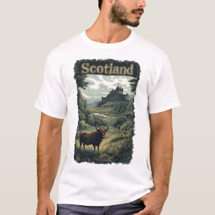 Schottland Design: Highland-Kuh, Schloss und Lands T-Shirt
