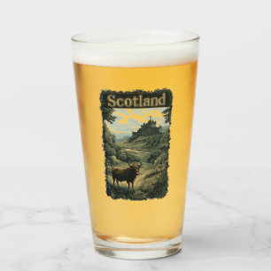 Schottland Design: Highland-Rind, Schloss und Land Glas