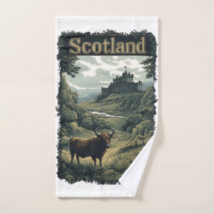 Schottland Design: Highland-Rind, Schloss und Land Handtuch