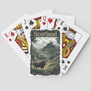 Schottland Design: Highland-Rind, Schloss und Land Spielkarten