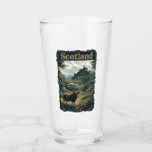 Schottland-Design: Hochland-Kuh, Burg und Landscha Glas (Vorderseite)