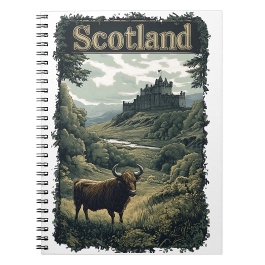 Schottland-Design: Hochland-Kuh, Burg und Landscha Notizblock (Vorderseite)